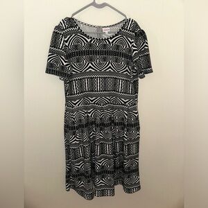 Lularoe Amelia Women's 3XL Pocket Dress Black & White Print Fit & Flare